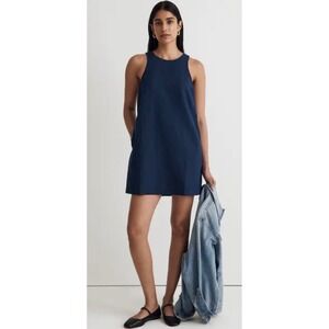 Madewell Cutaway Tank Mini Dress Navy Linen Size XL Summer Travel